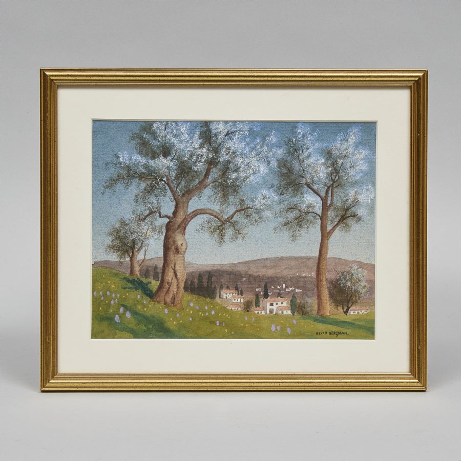 Akvarell, Oskar Bergman (18791963), Sverige. Signerad, landskap